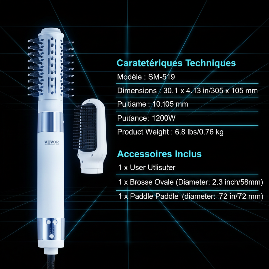 Brosse soufflante ionique haute vitesse SoraCare - résultat lissage et brillance