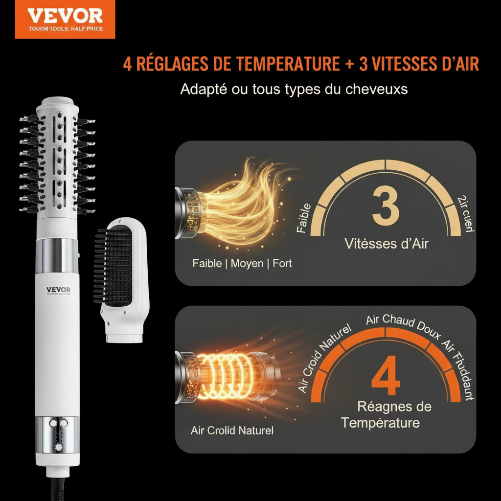 Brosse soufflante ionique haute vitesse SoraCare - utilisation sur cheveux